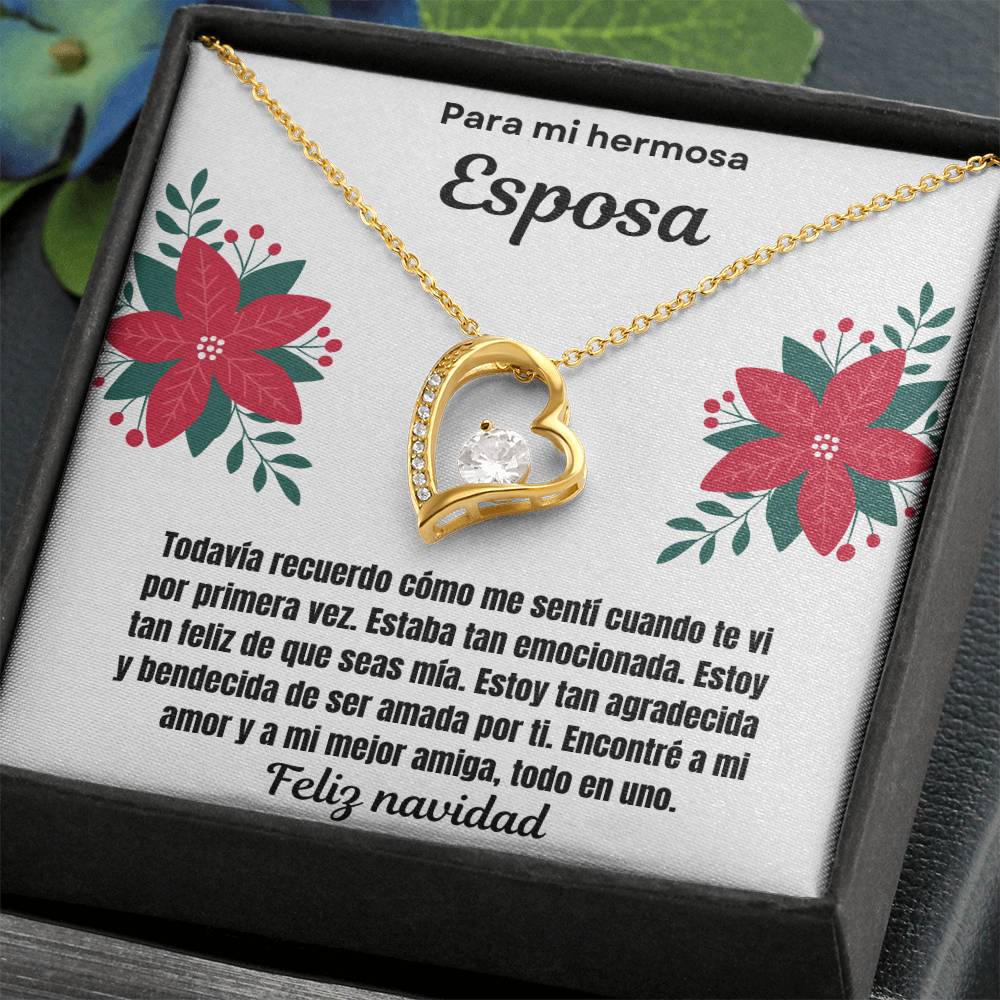 To My Beautiful Wife Merry Christmas Spanish Forever  Love Necklace