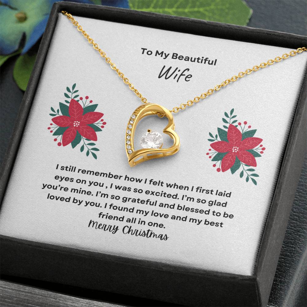 To My Beautiful Wife Merry Christmas Forever Love Necklace