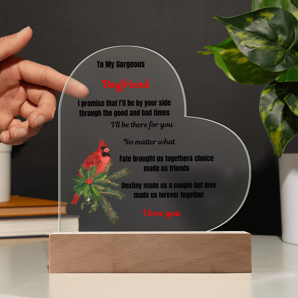 To My Boyfriend Printed Acrylic Heart Plaque