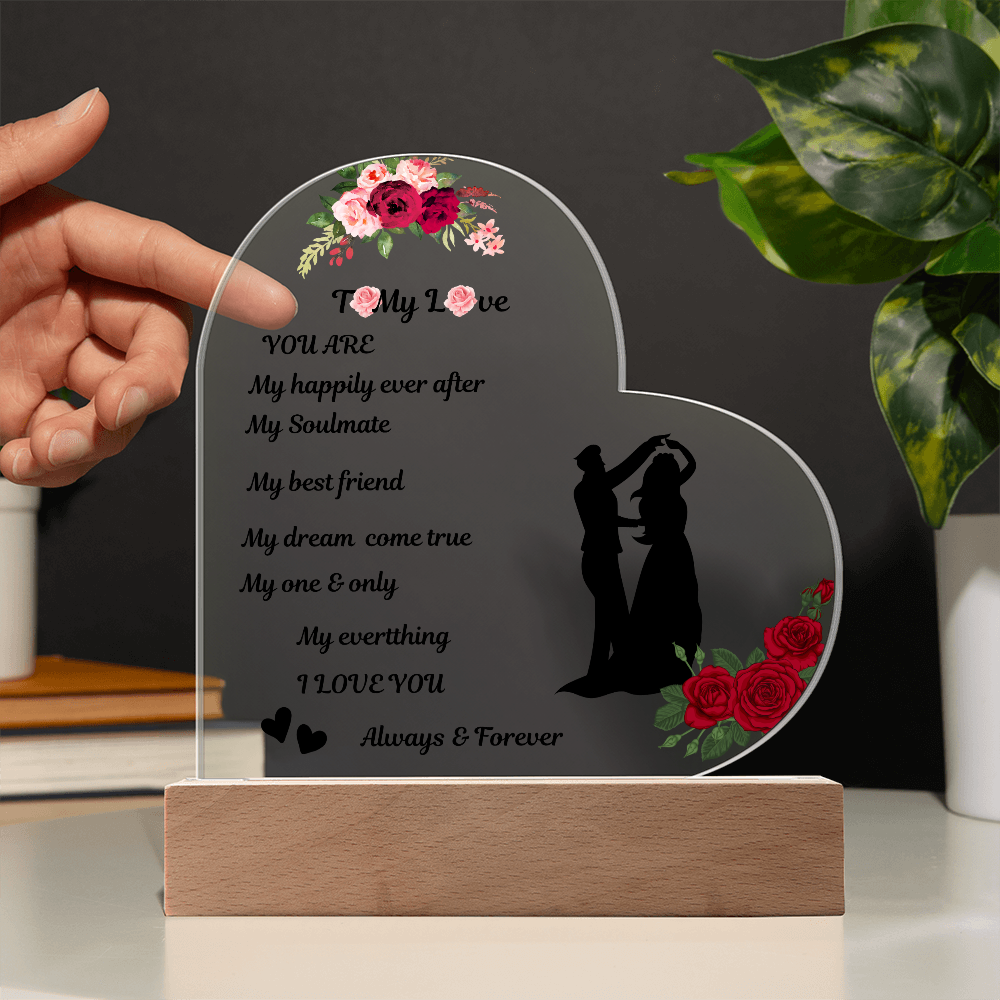 To My Love Printed Heart Acrylic Plaque
