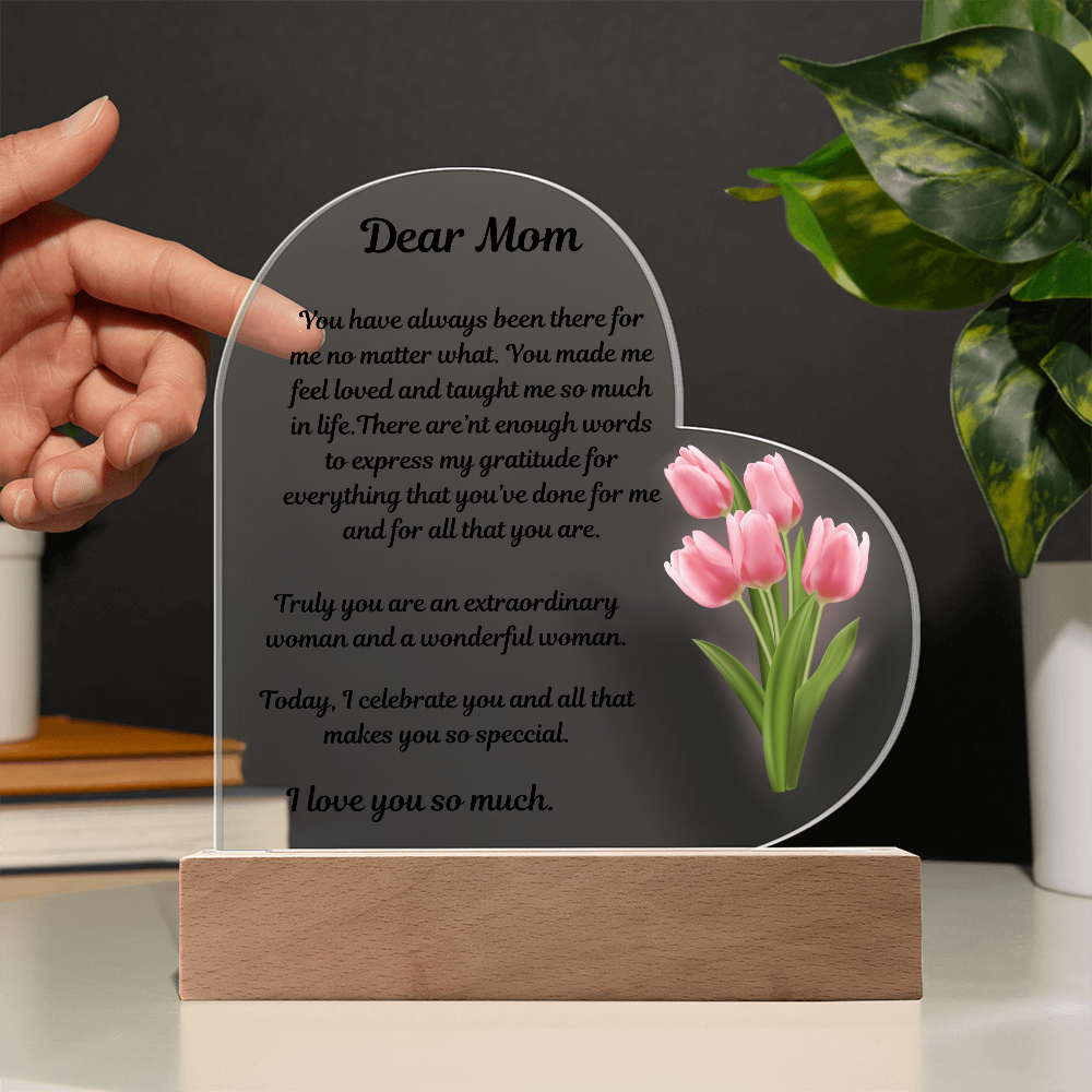 Dear Mom Acrylic Heart Plaque