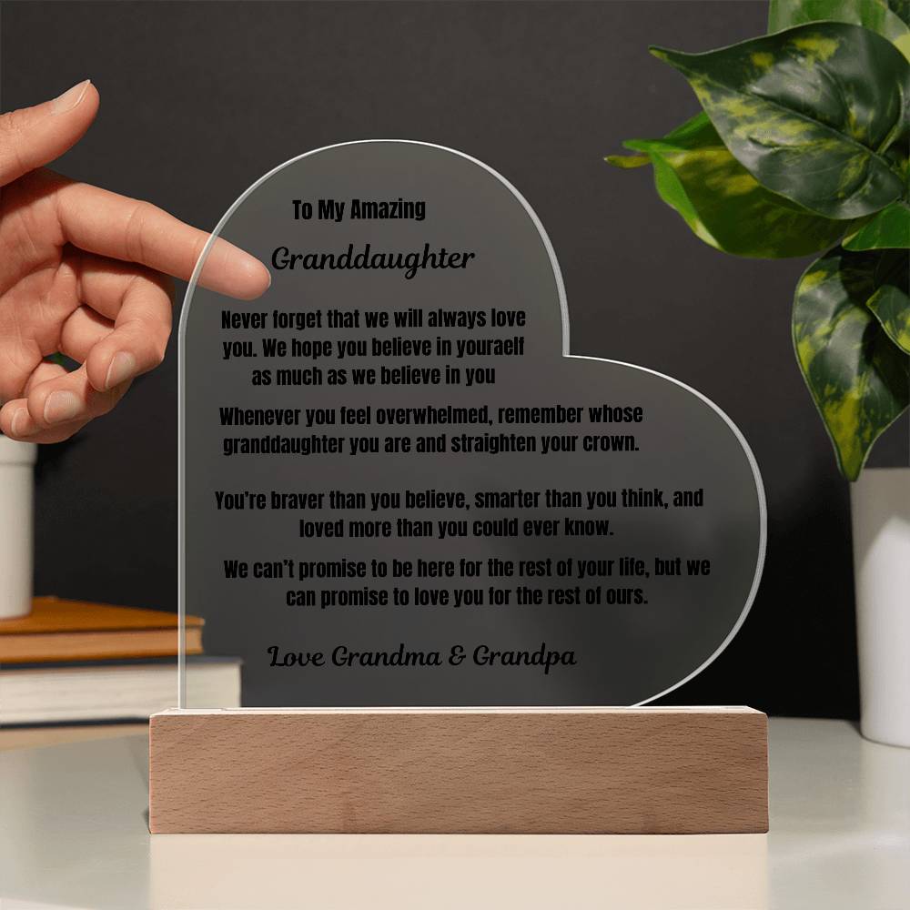 To My Amazing Granddaughter Heart Plaque