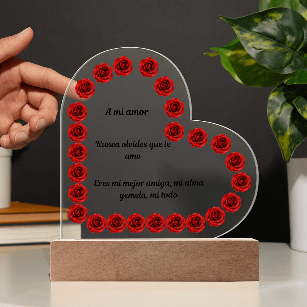 To My Love Acrylic Printed Heart Plaque Spanish