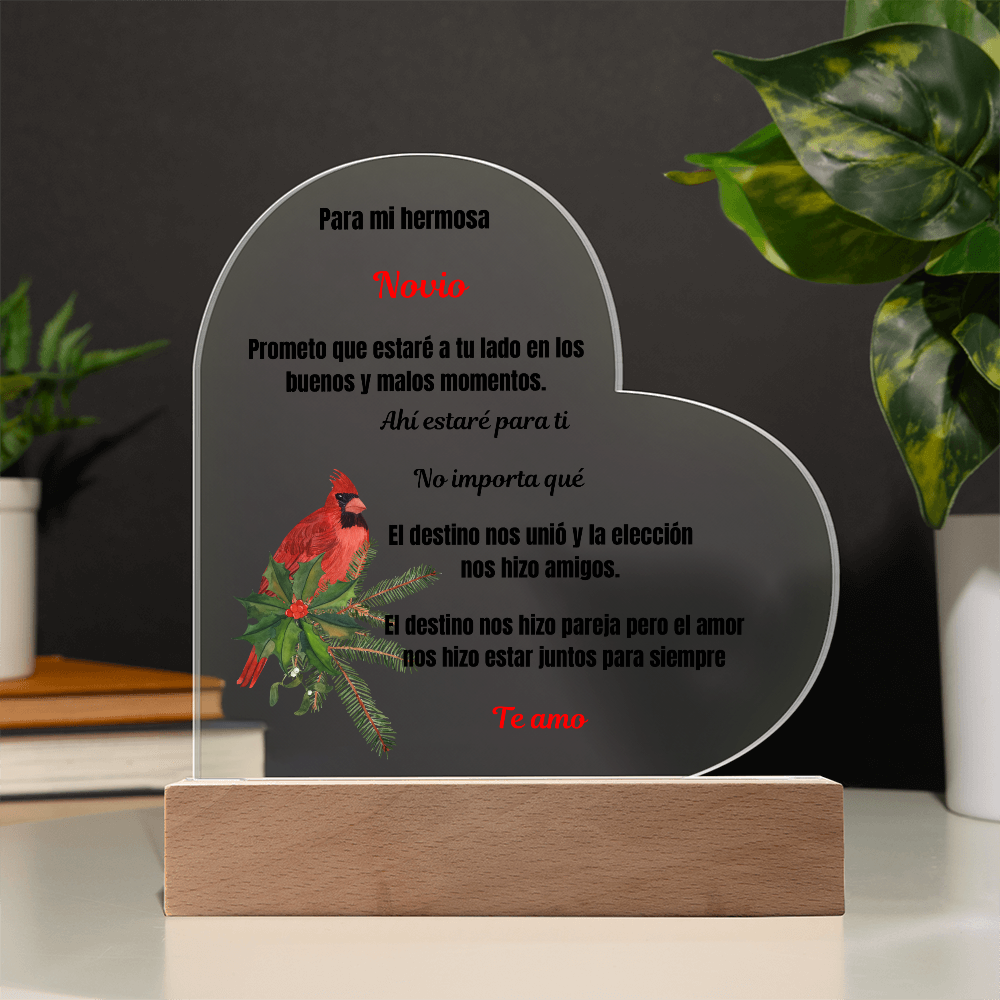 To My Boyfriend Printed Acrylic Heart Plaque Spanish