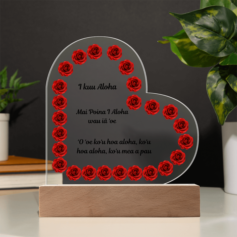 To My Love Acrylic Printed Heart Plaque Hawaiian
