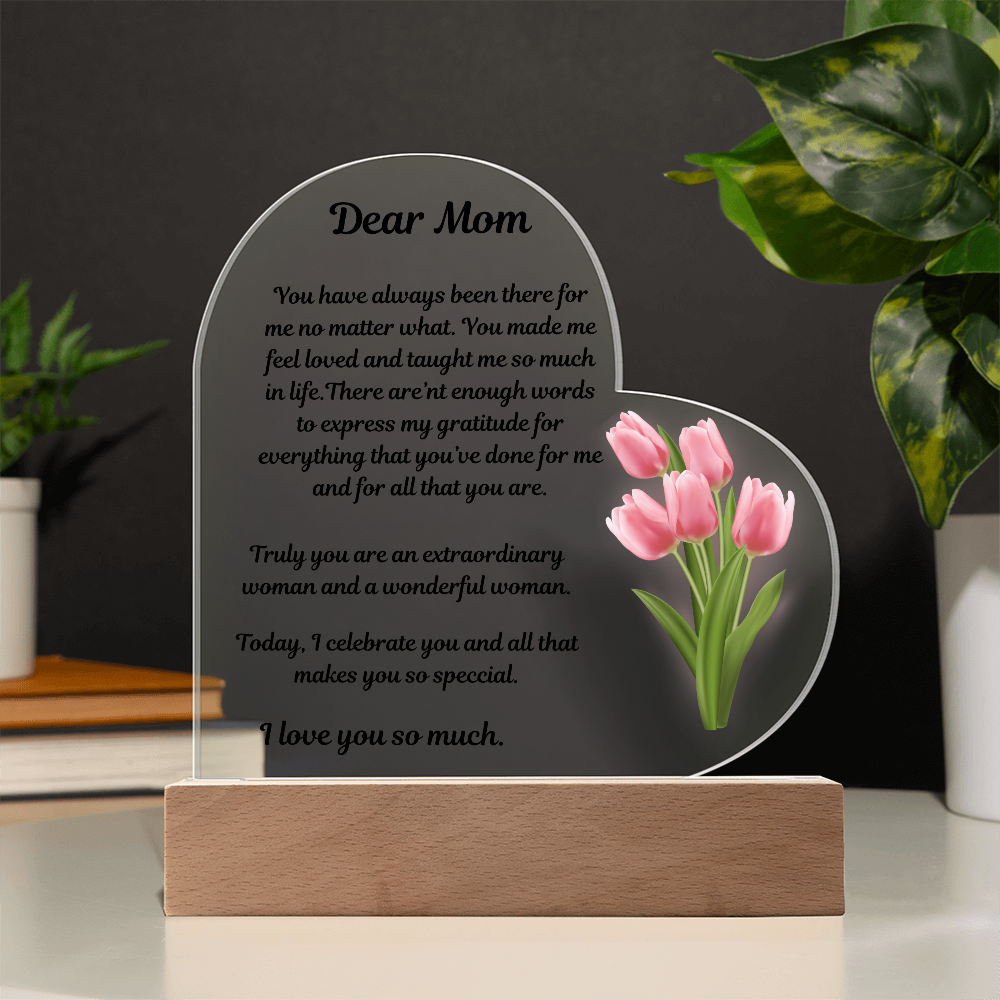 Dear Mom Acrylic Heart Plaque