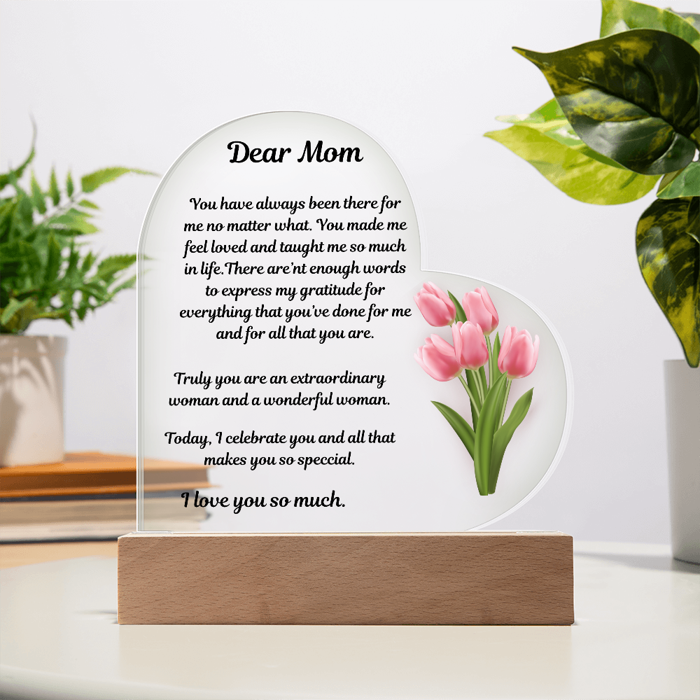 Dear Mom Acrylic Heart Plaque
