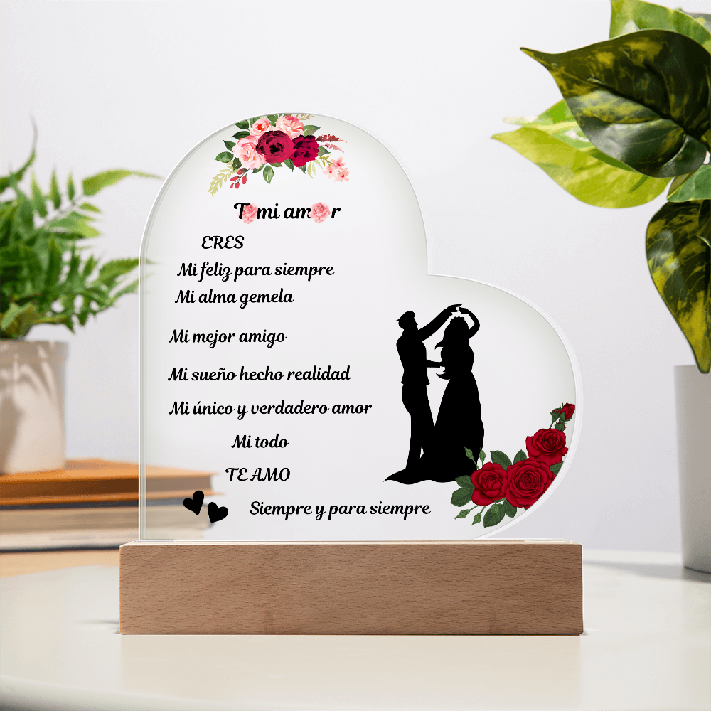 To My Love Printed Acrylic Heart Plaque Spanish