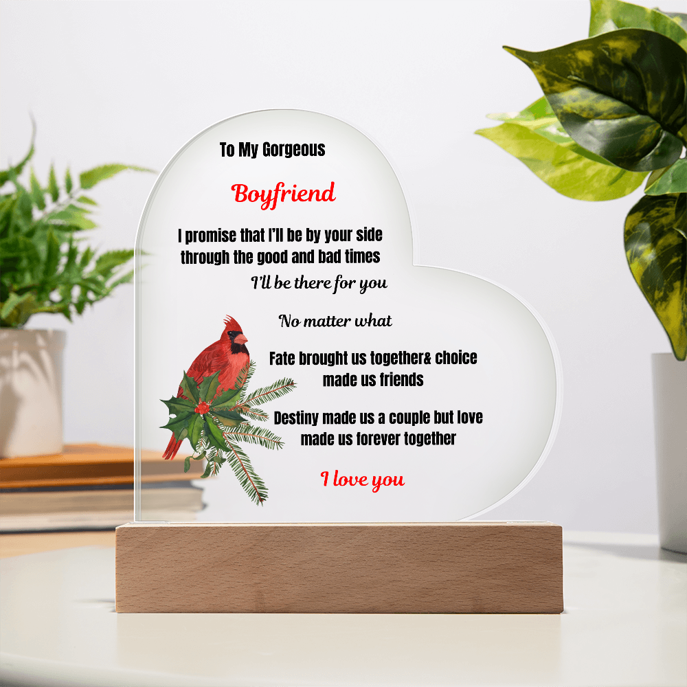 To My Boyfriend Printed Acrylic Heart Plaque