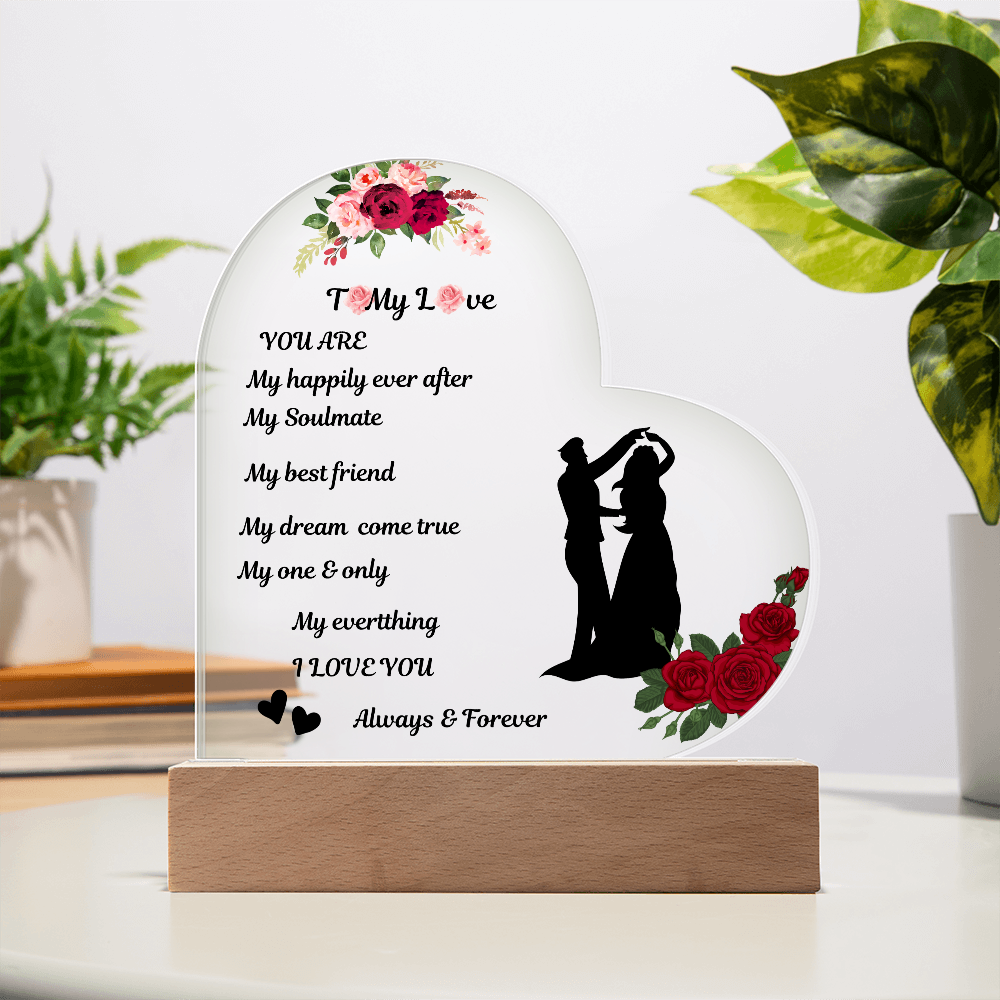 To My Love Printed Heart Acrylic Plaque