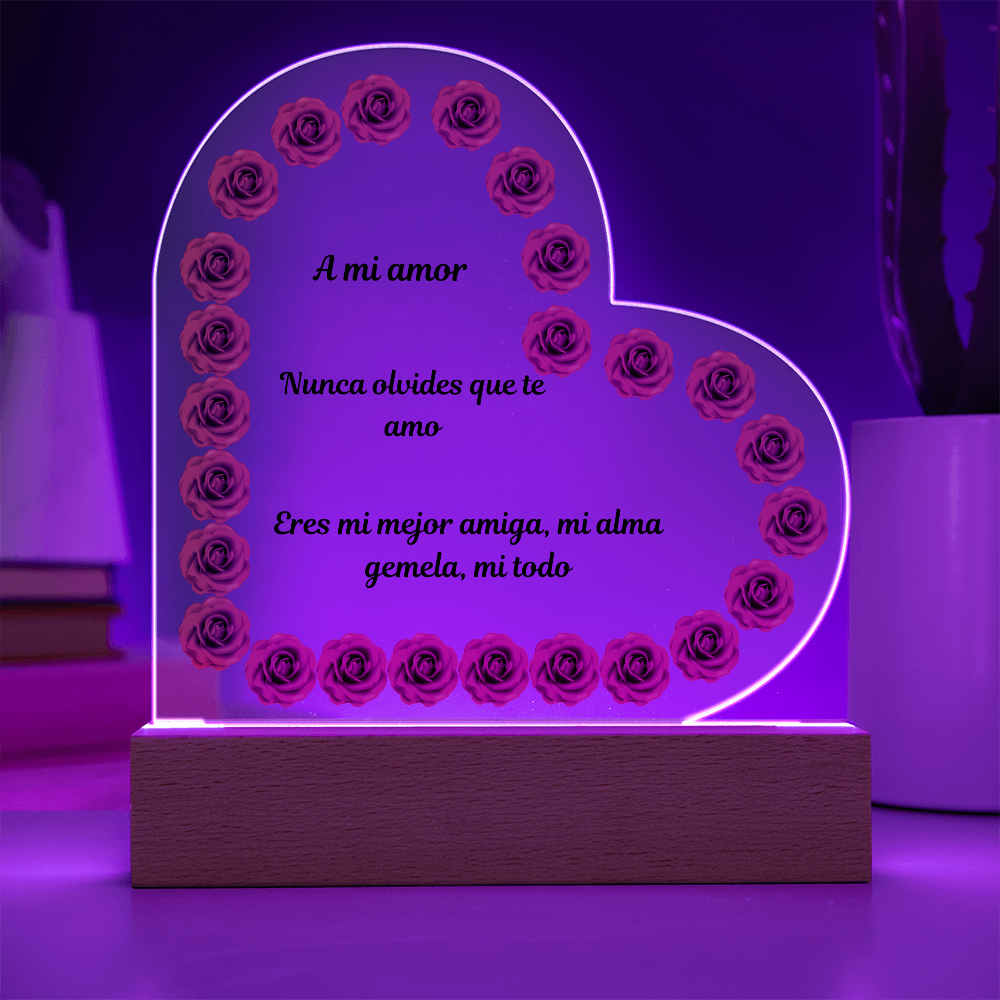 To My Love Acrylic Printed Heart Plaque Spanish