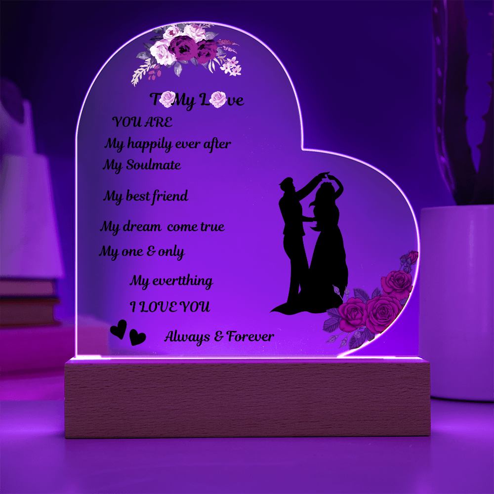 To My Love Printed Heart Acrylic Plaque