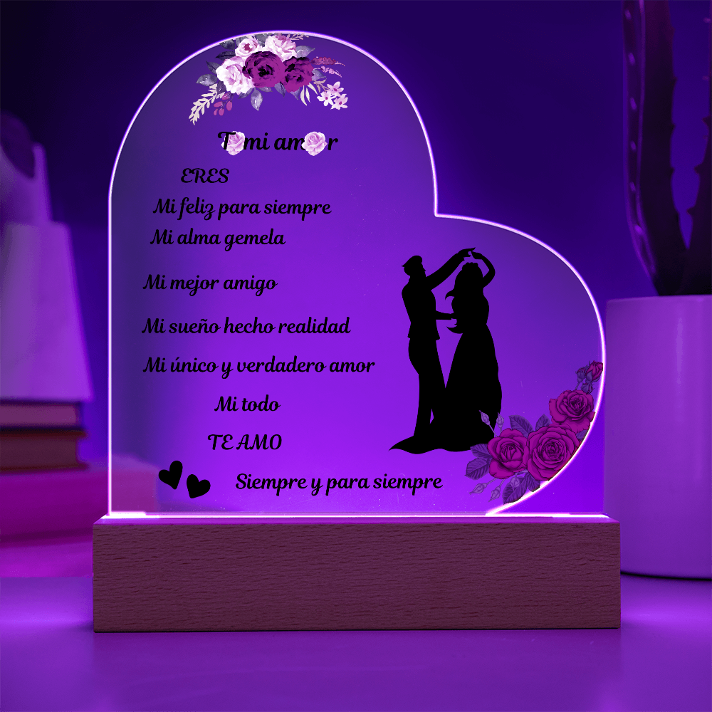 To My Love Printed Acrylic Heart Plaque Spanish