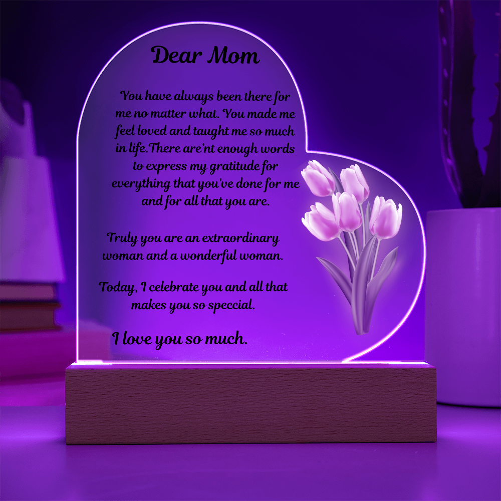 Dear Mom Acrylic Heart Plaque