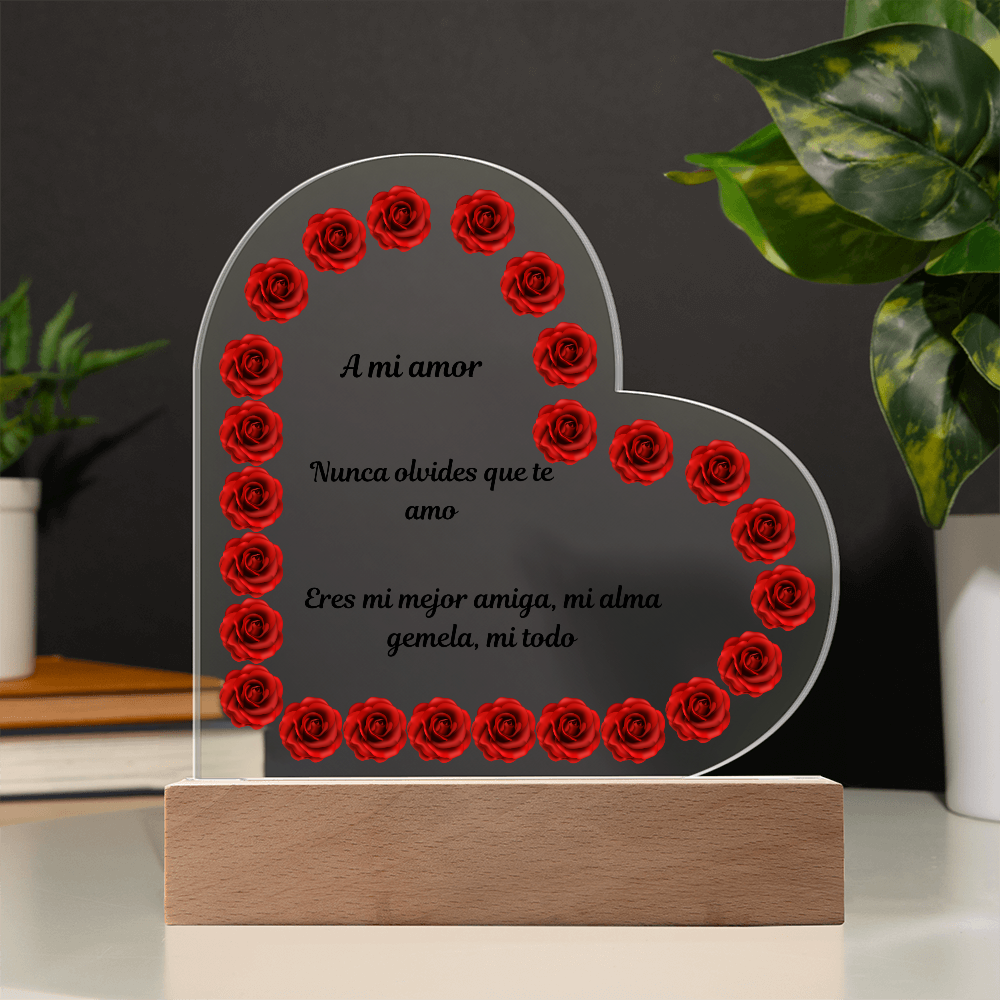 To My Love Acrylic Printed Heart Plaque Spanish