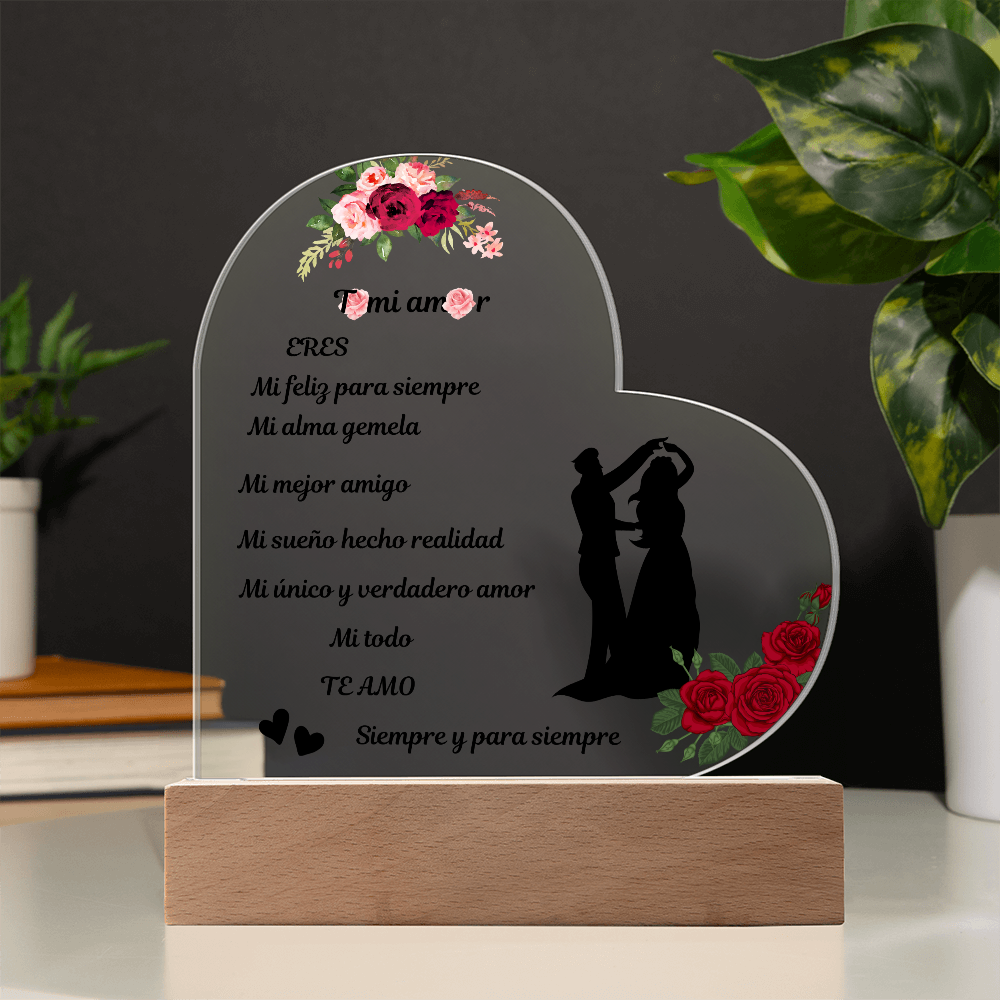 To My Love Printed Acrylic Heart Plaque Spanish