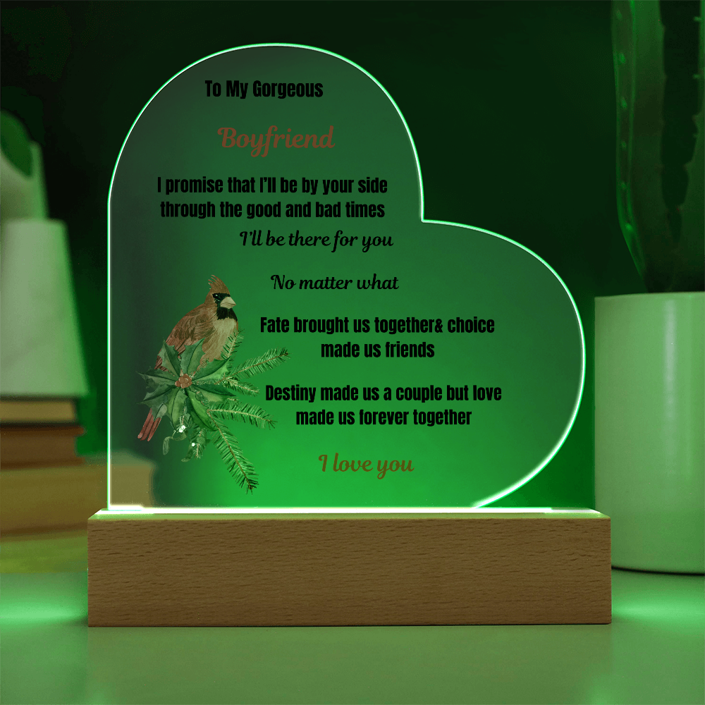 To My Boyfriend Printed Acrylic Heart Plaque