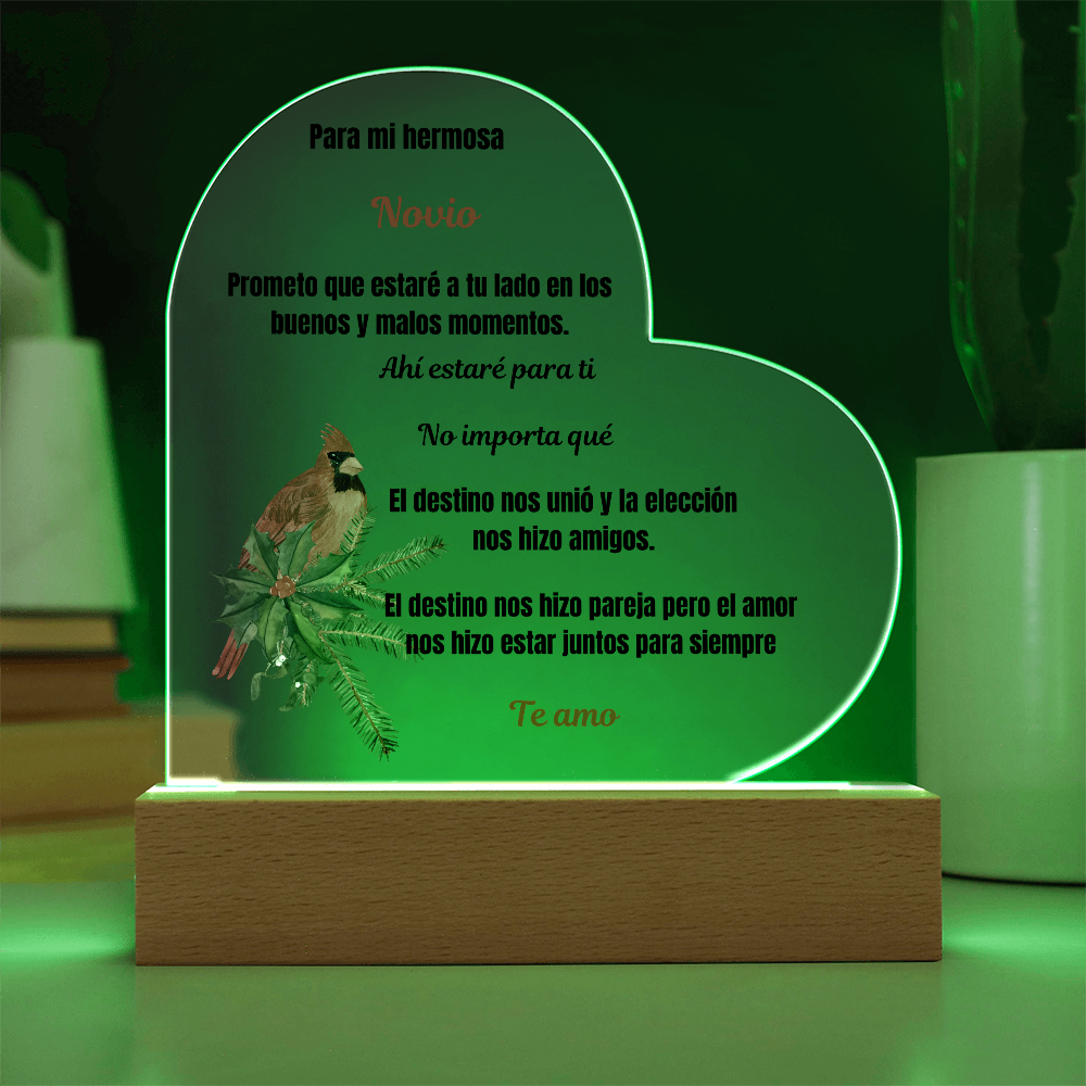 To My Boyfriend Printed Acrylic Heart Plaque Spanish