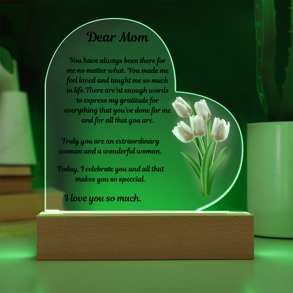 Dear Mom Acrylic Heart Plaque