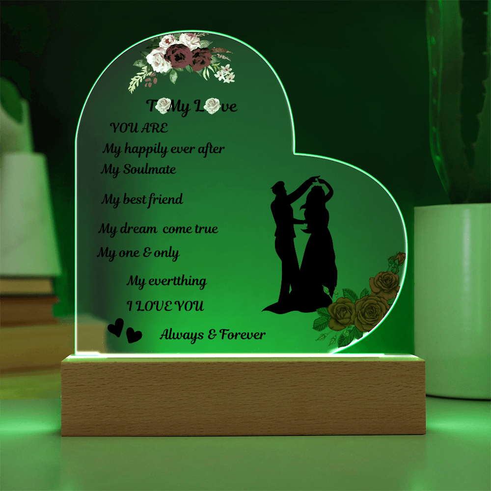 To My Love Printed Heart Acrylic Plaque