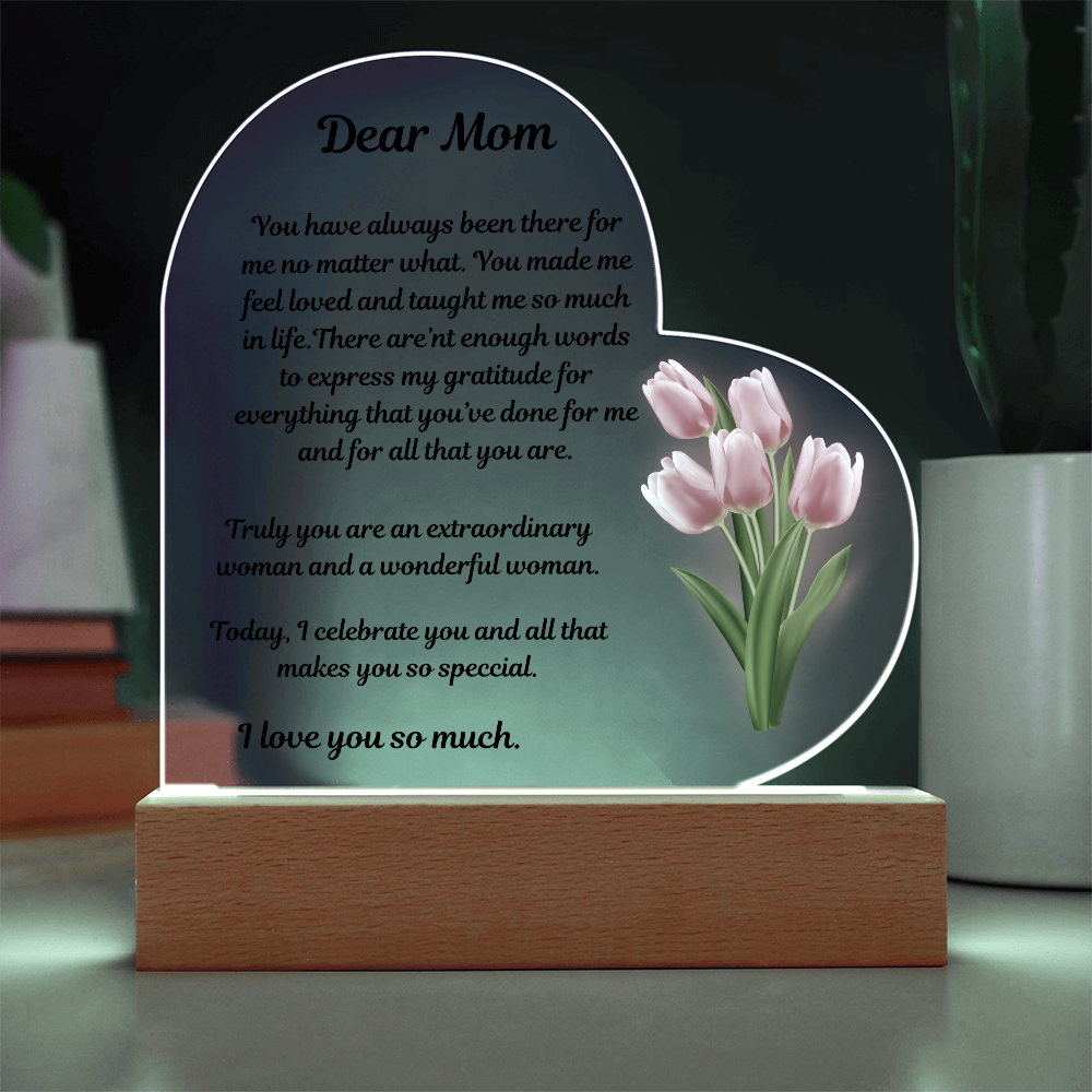 Dear Mom Acrylic Heart Plaque