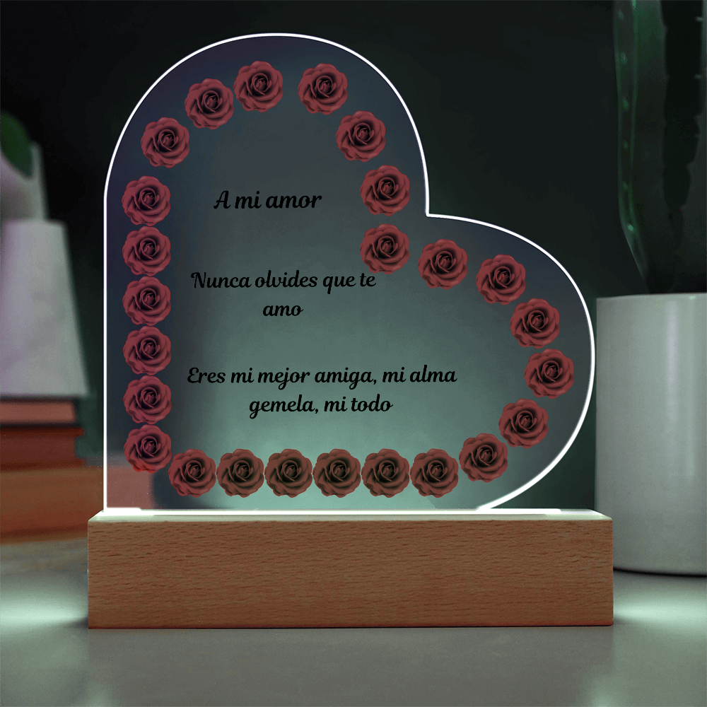 To My Love Acrylic Printed Heart Plaque Spanish