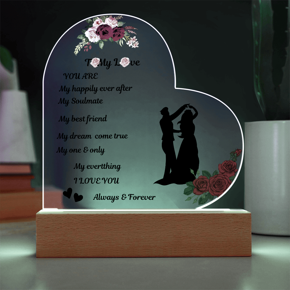 To My Love Printed Heart Acrylic Plaque