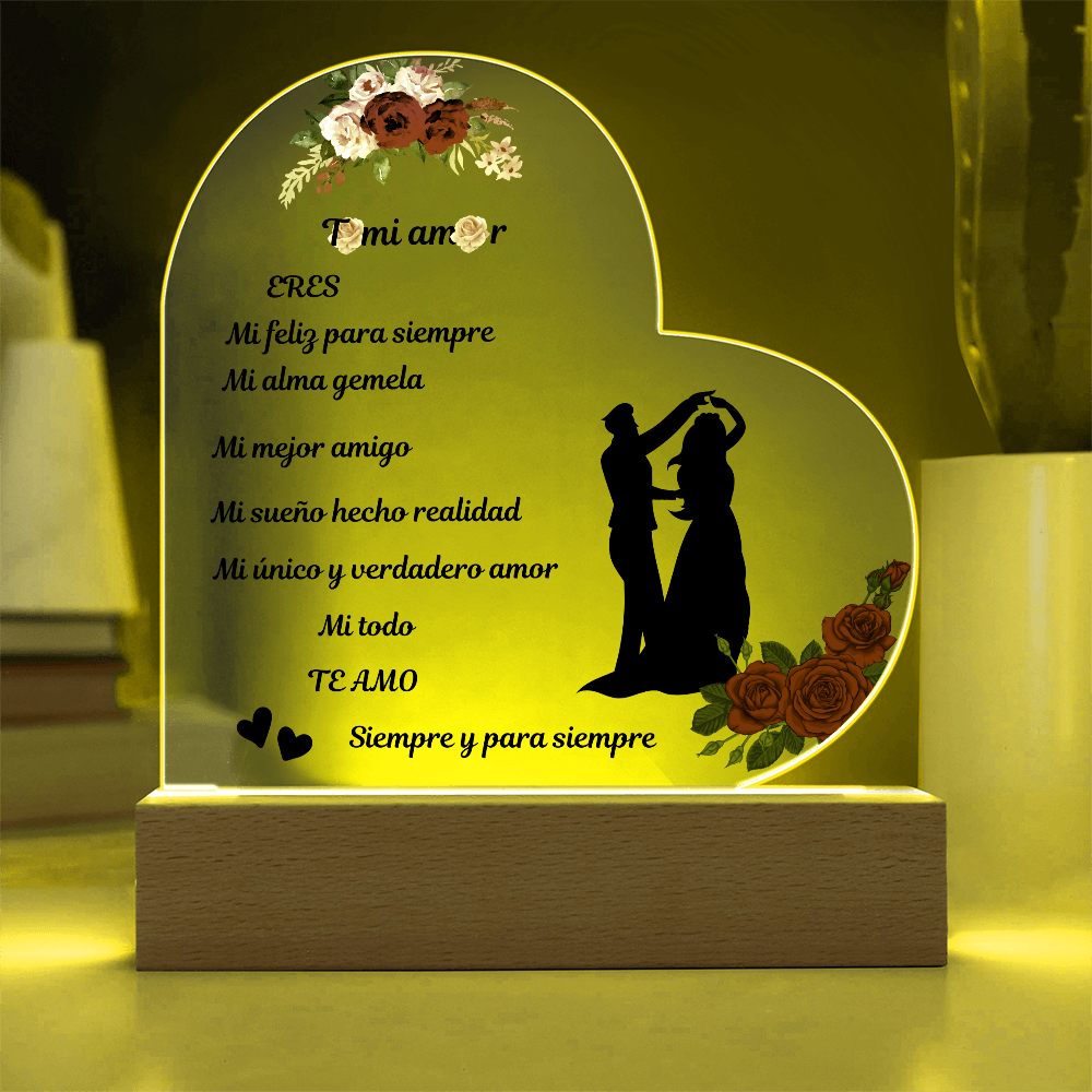 To My Love Printed Acrylic Heart Plaque Spanish