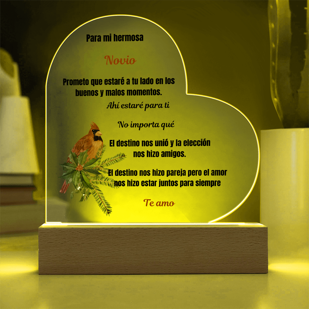 To My Boyfriend Printed Acrylic Heart Plaque Spanish