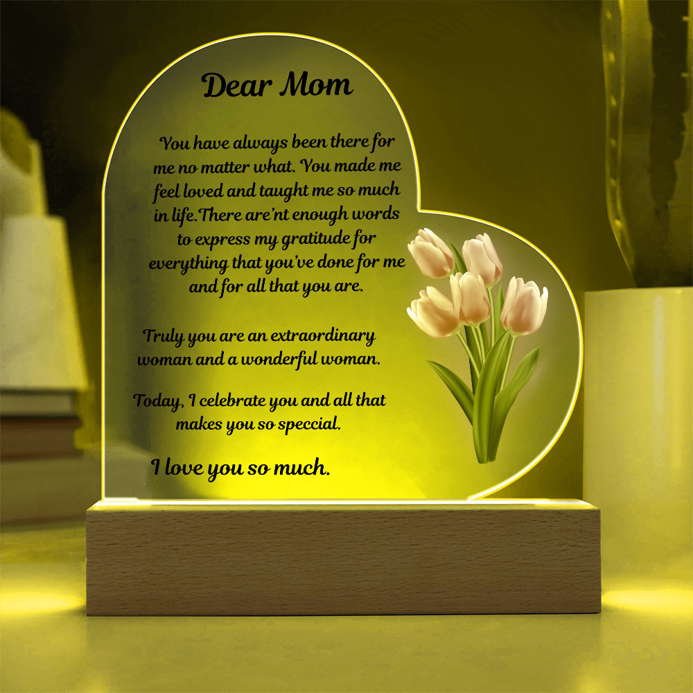 Dear Mom Acrylic Heart Plaque