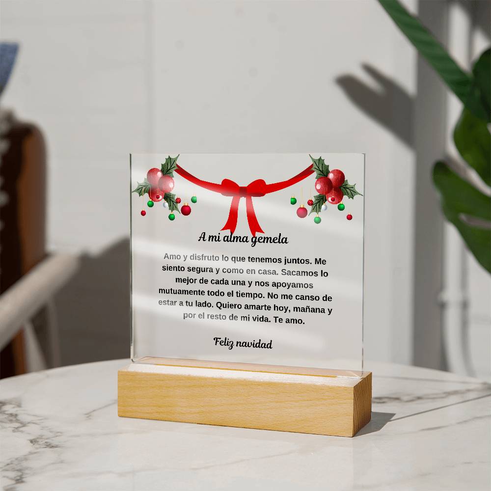 To My Soulmate Spanish Merry Christmas Square Plaque