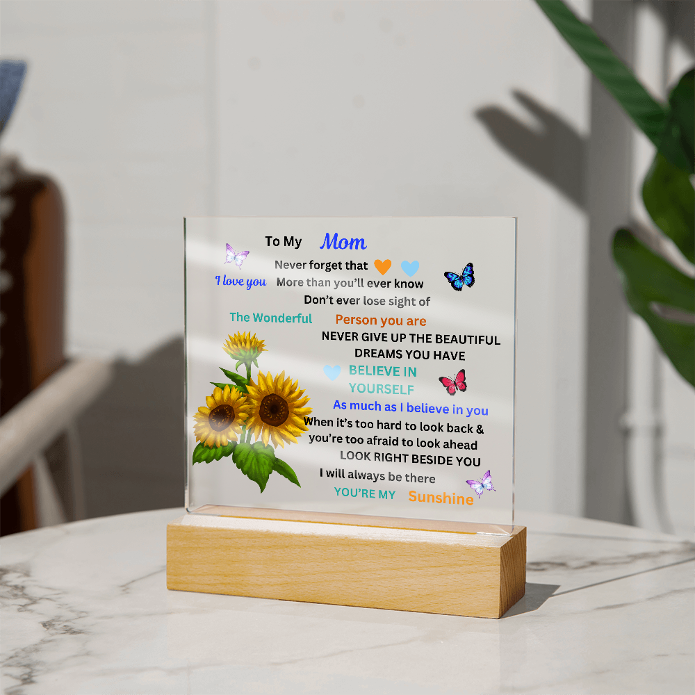 To My Mom Printed Acrylic Square Plaque