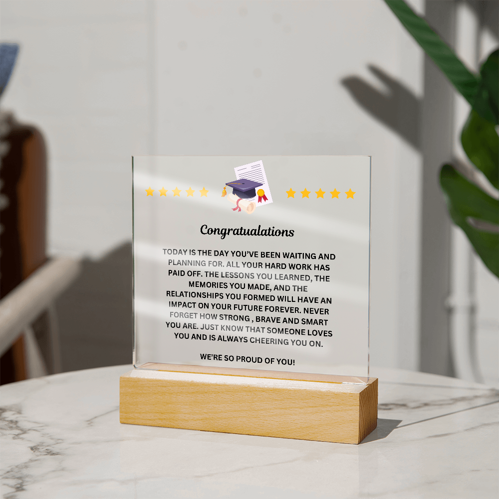 Graduation Congratulaions Printed Acrylic Sqauare Plaque