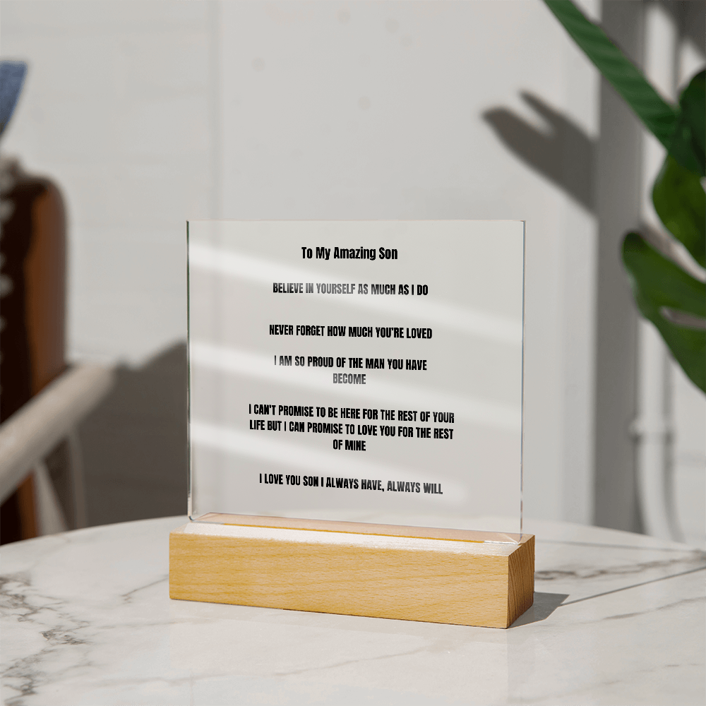 To My Amazing Son Acrylic Square Plaque