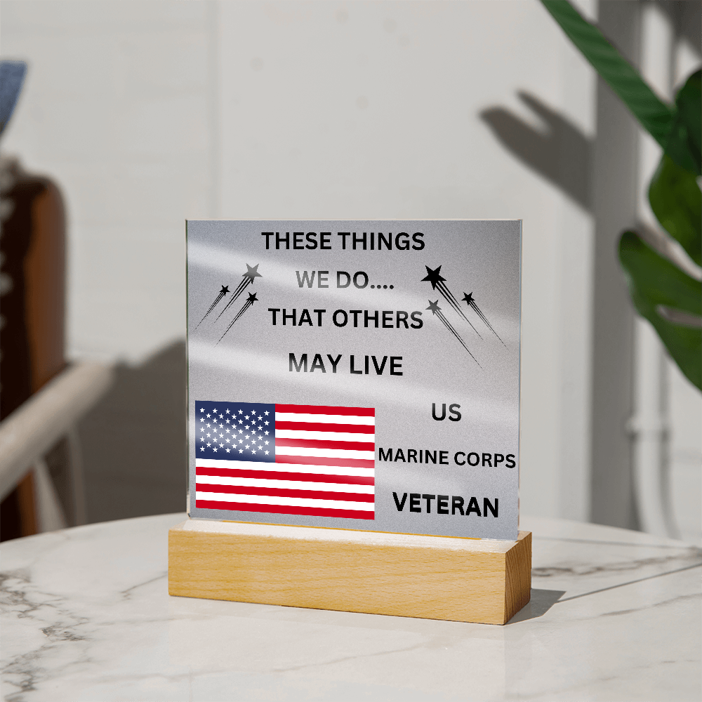 US Marine Corps Veteran Printed Acrylic Square Plaque