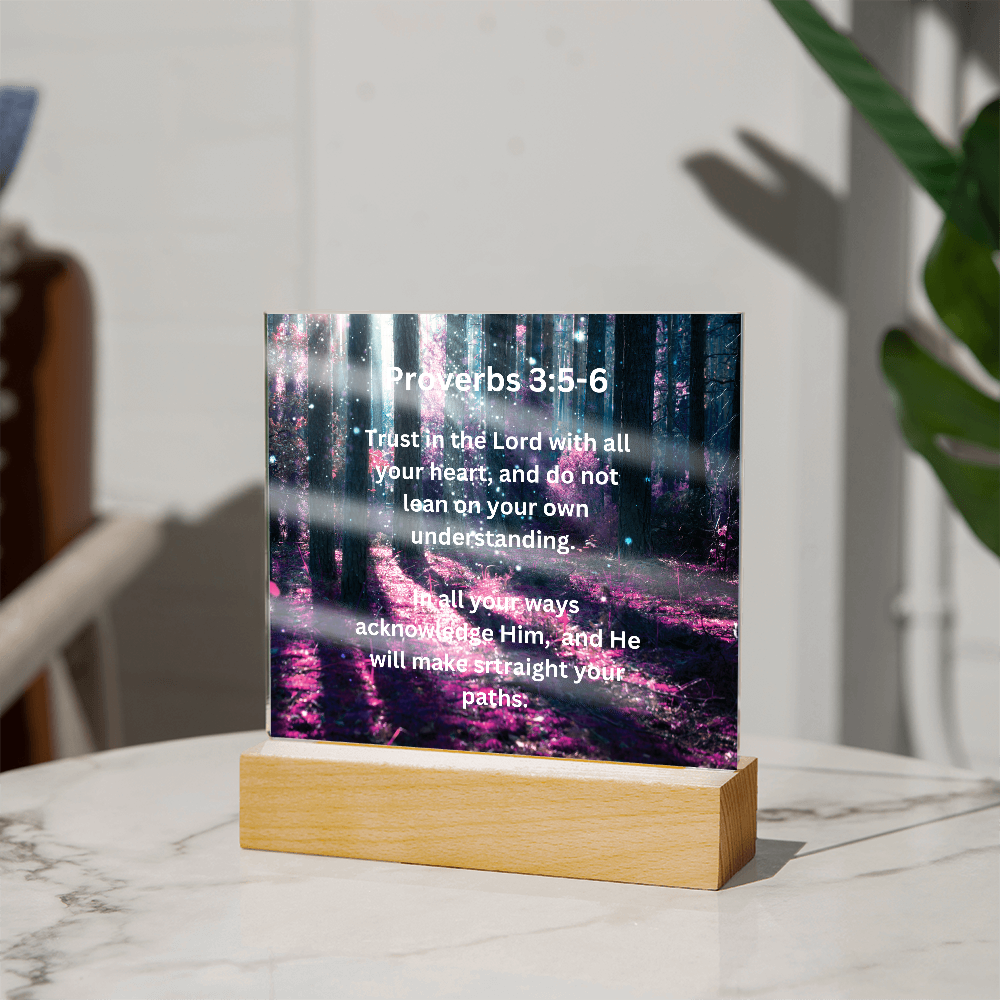 Proverbs 3:5-6 Acrylic Square Plaque
