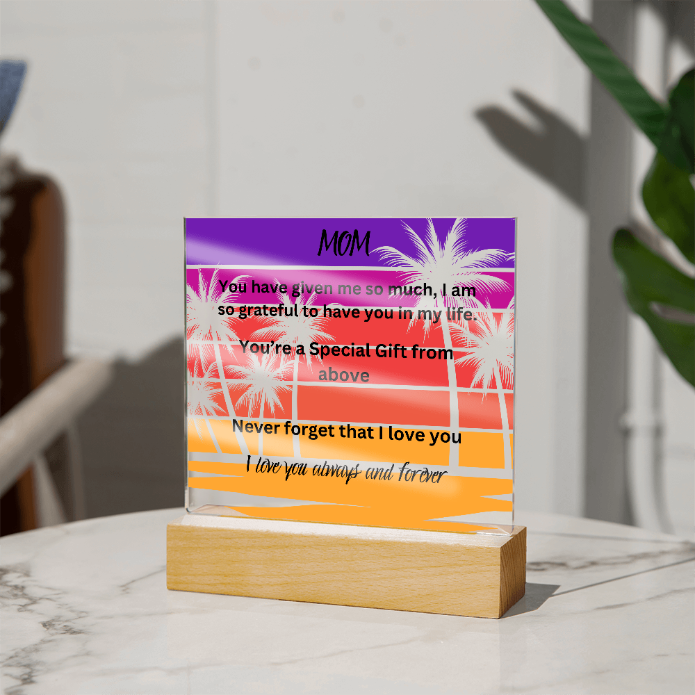 MOM Palm Tree Printed Acrylic Square Plaque
