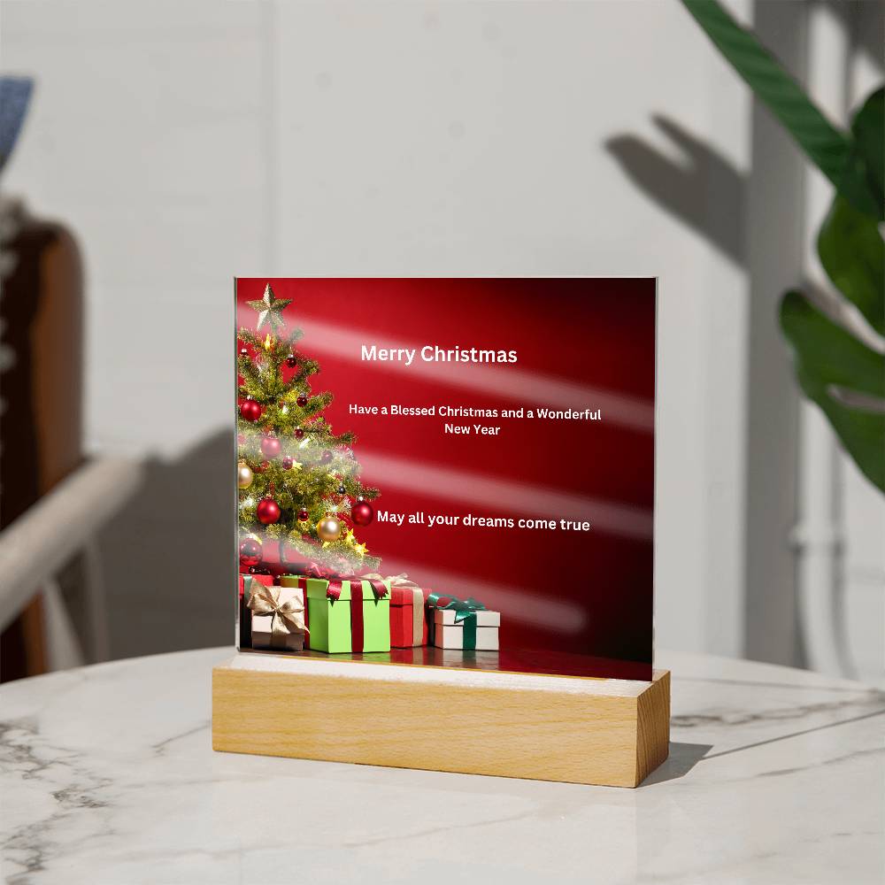 Merry Christmas Tree Printed Acrylic Plaque