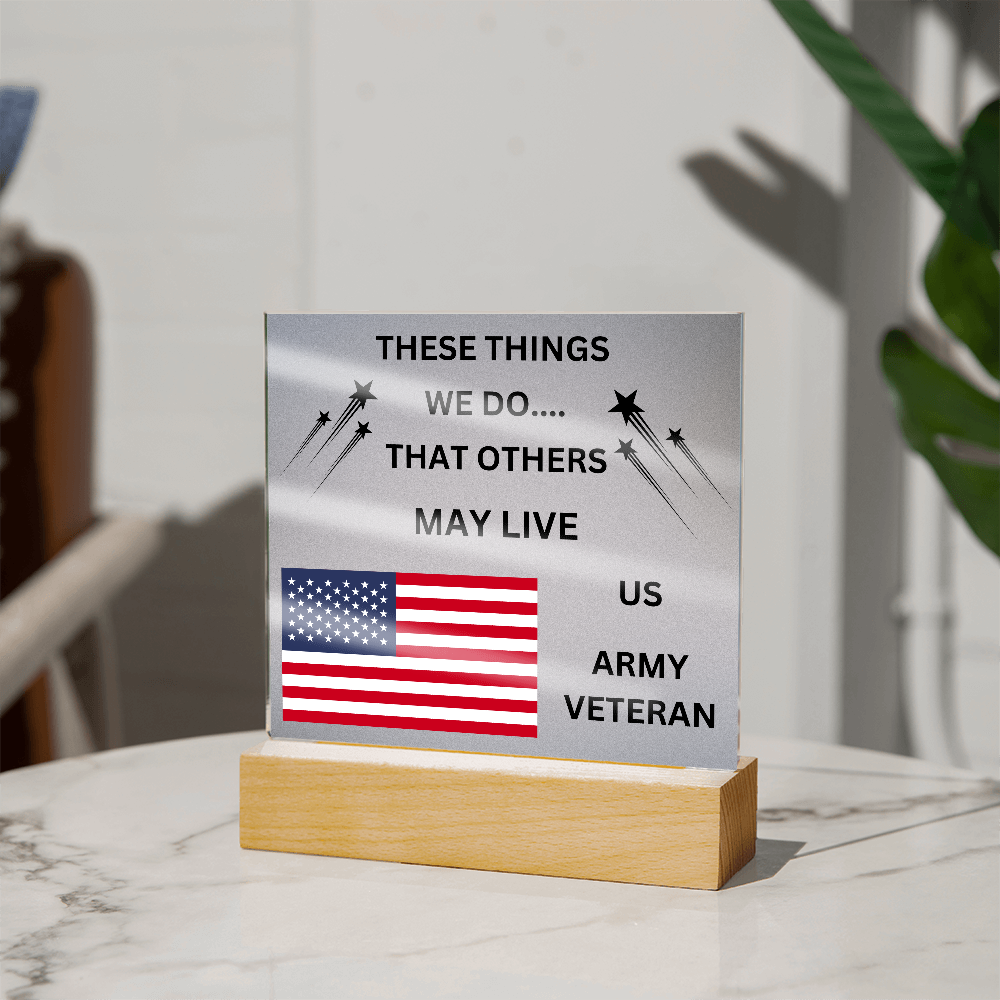 US Army Veteran Printed Acrylic Square Plaque