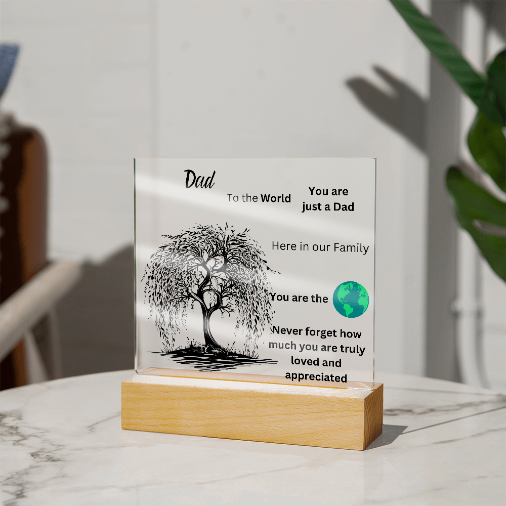 Dad To The World Printed Acrylic Square Plaque