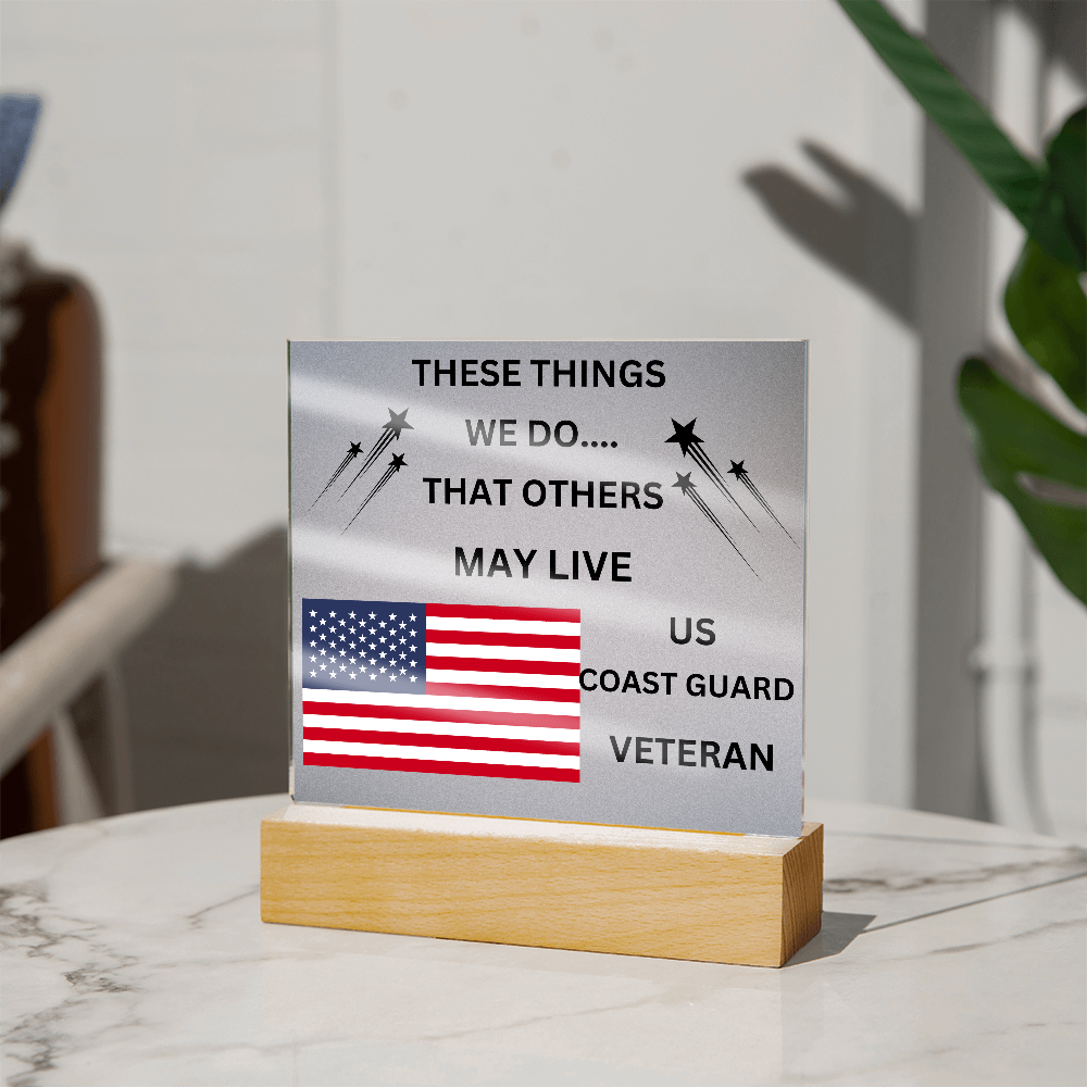 US Coast Guard Veteran Printed Acrylic Square Plaque