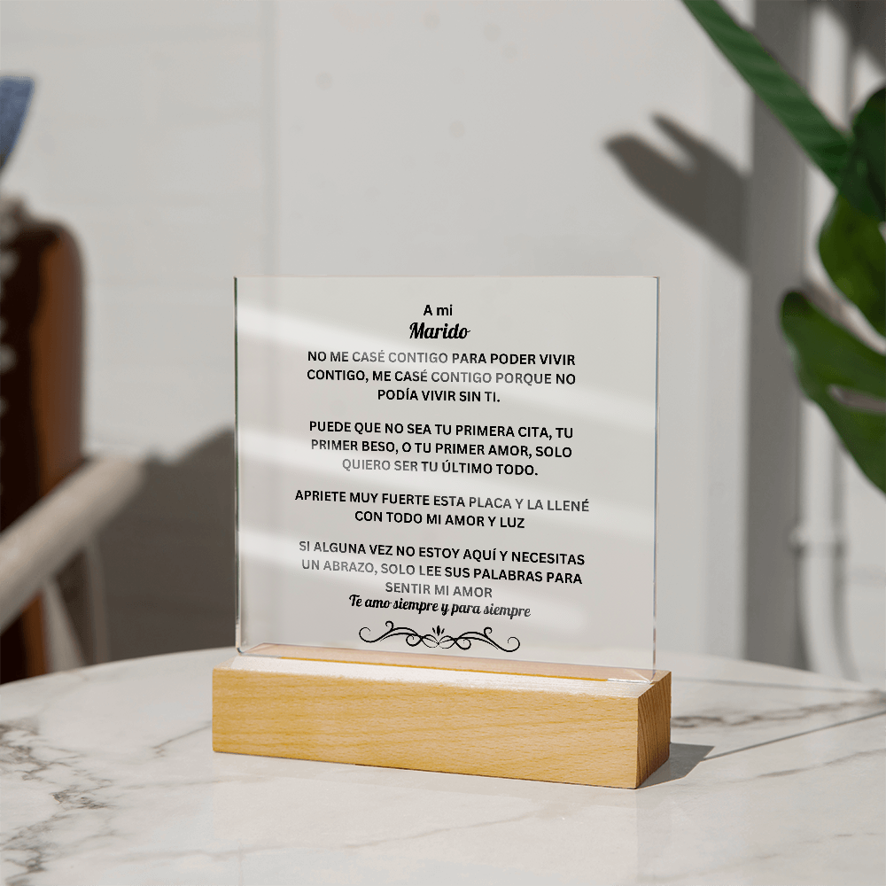 To My Husband Acrylic Square Plaque Spanish