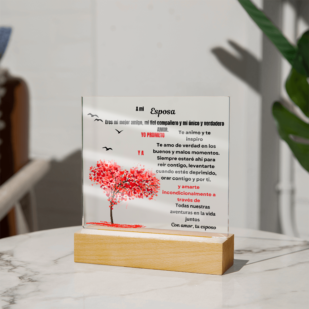 To My Wife Acrylic Square Plaque Spanish