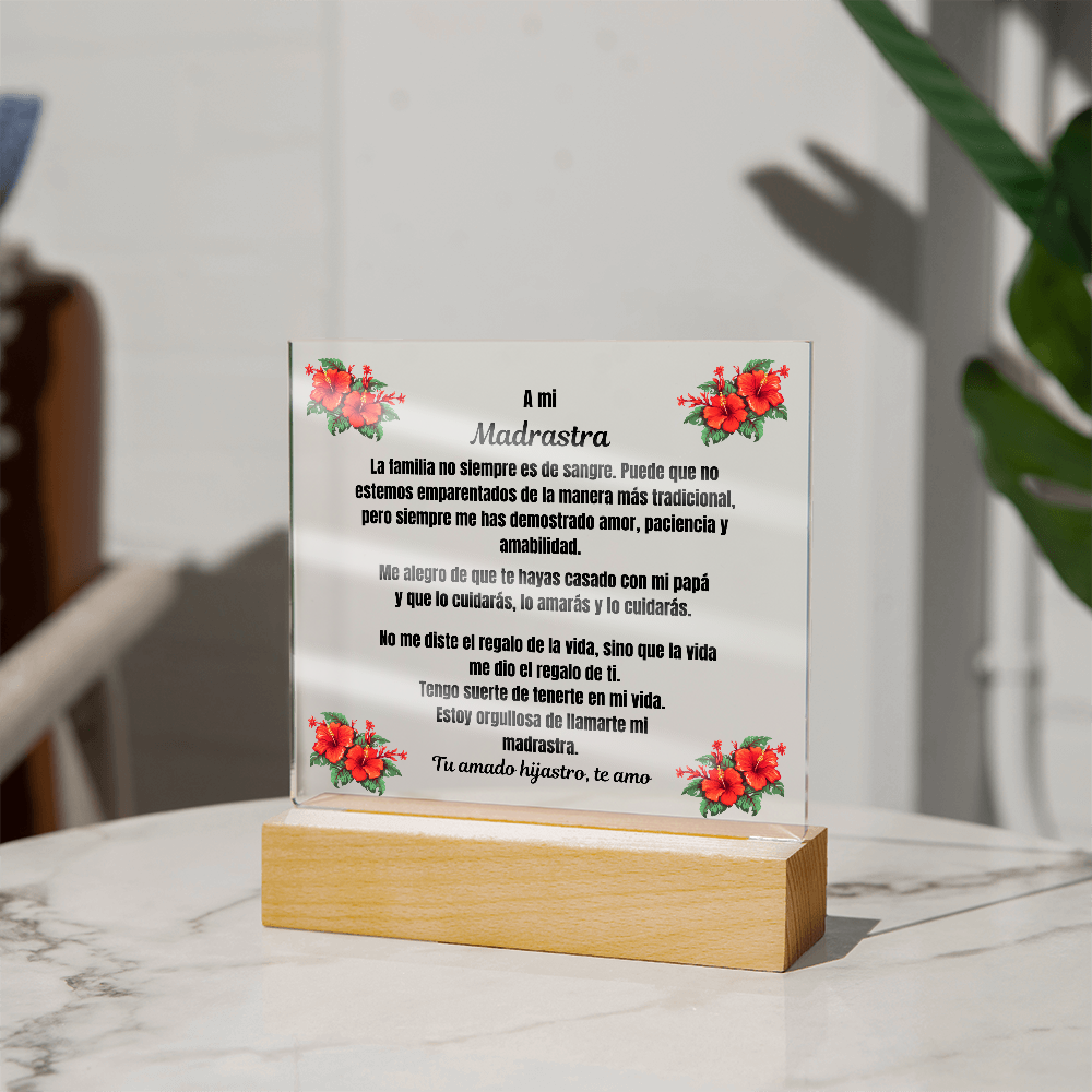 To My Step Mom Square Acrylic Plaque Spanish