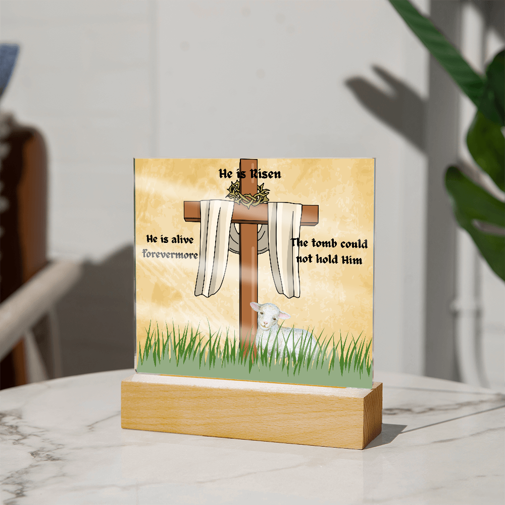 He is Risen Lamb of God Printed Square Acrylic Plaque