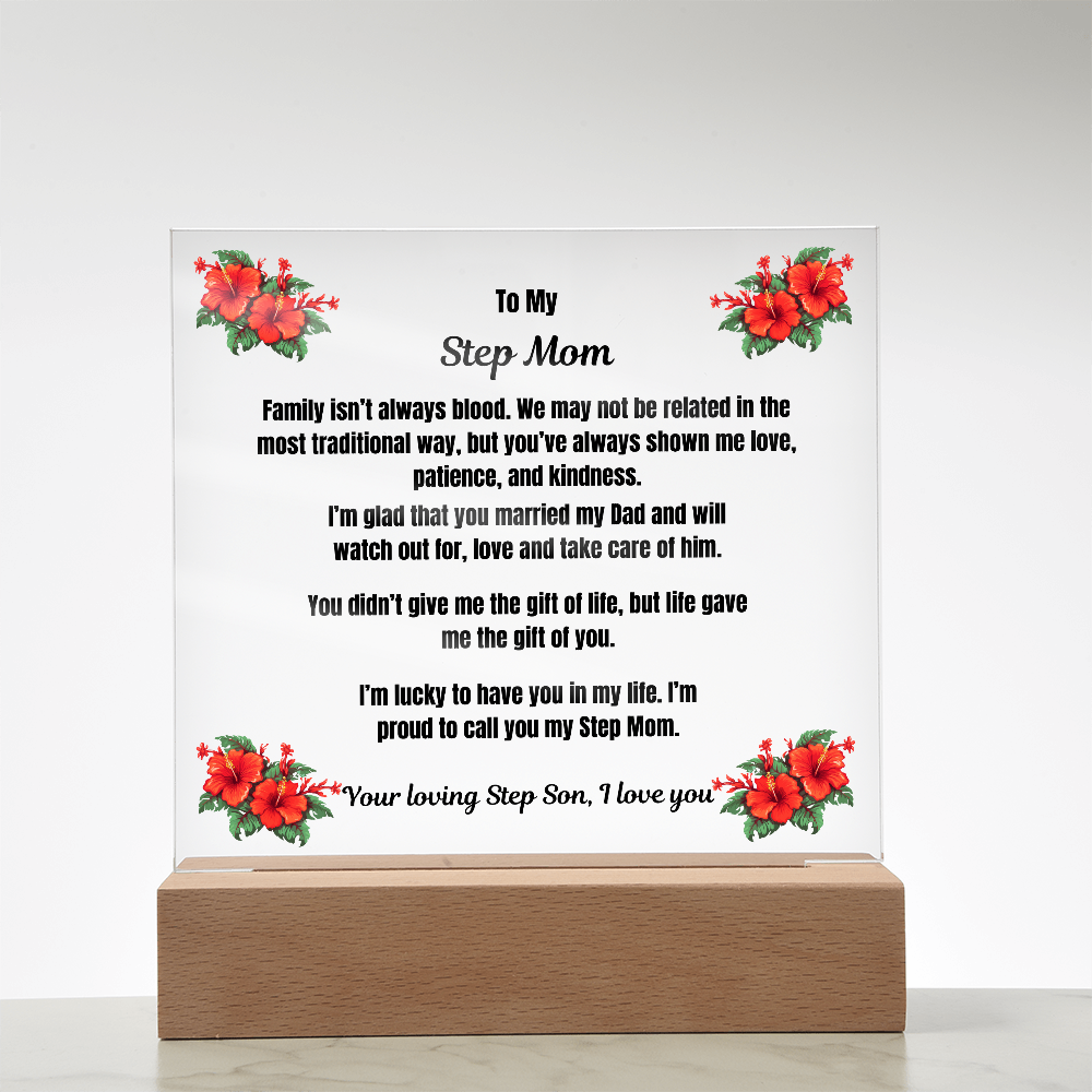 To My Step Mom Acrylic Square Plaque