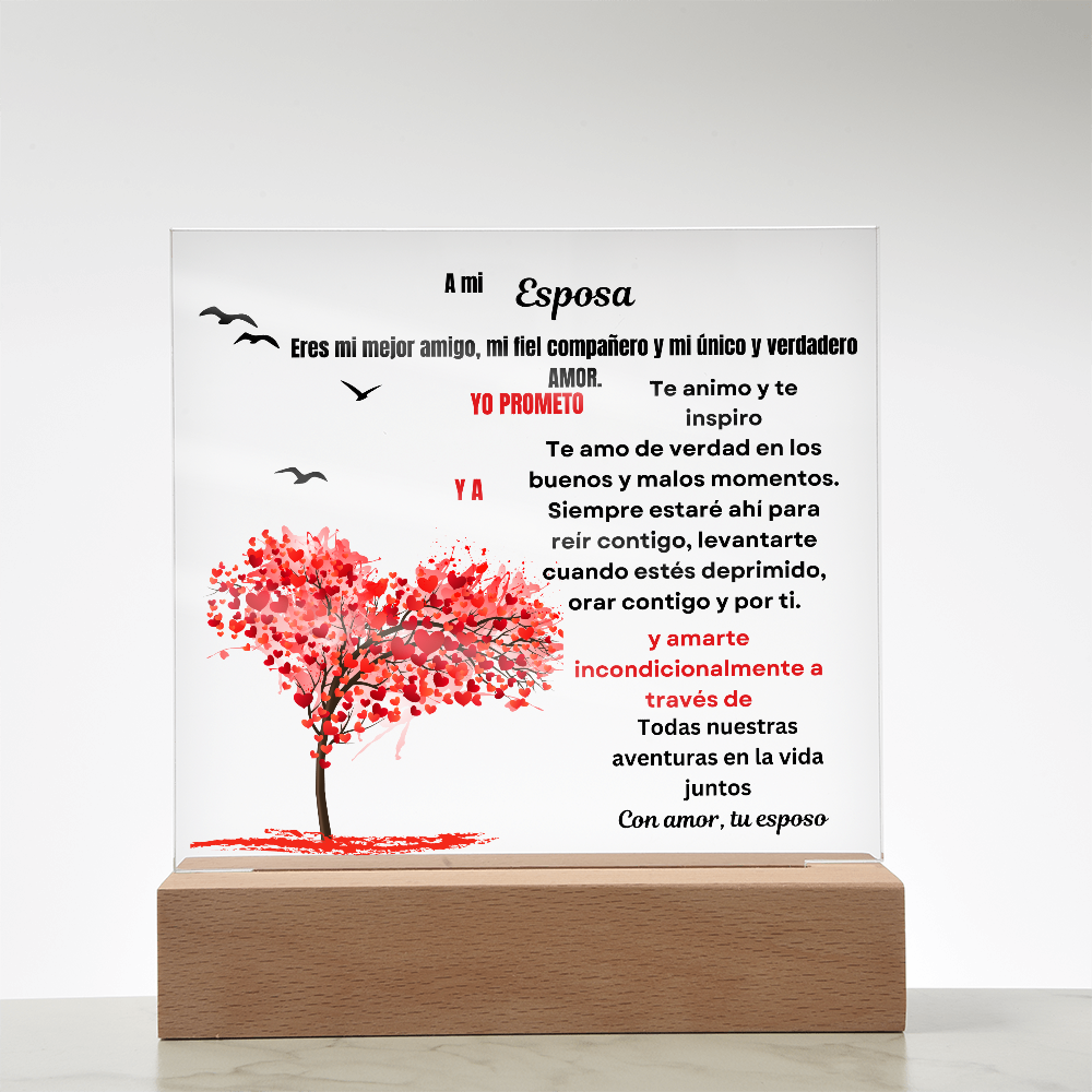 To My Wife Acrylic Square Plaque Spanish