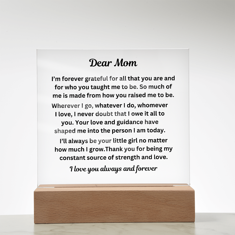 Dear Mom Engraved Acrylic Square Plaque