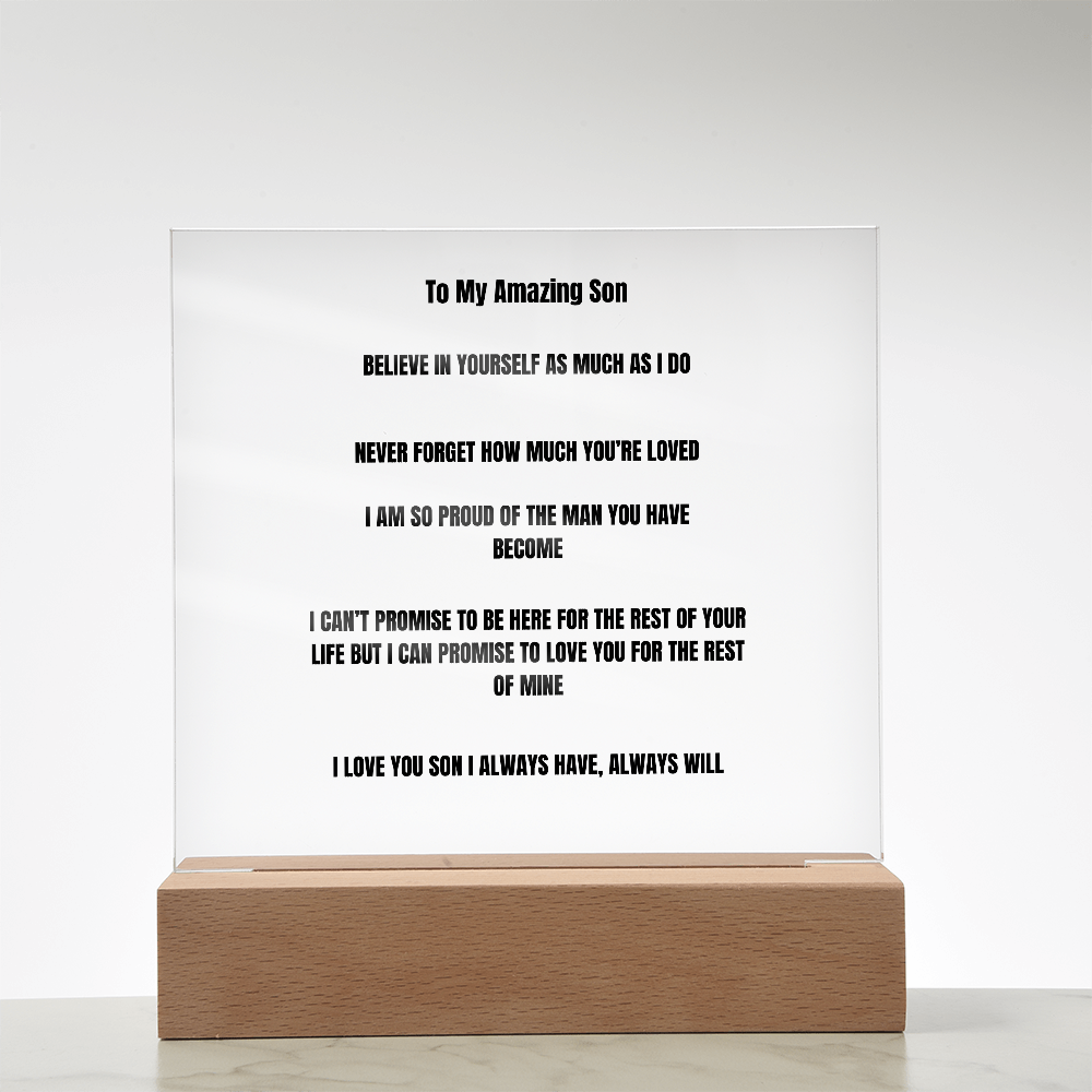 To My Amazing Son Acrylic Square Plaque