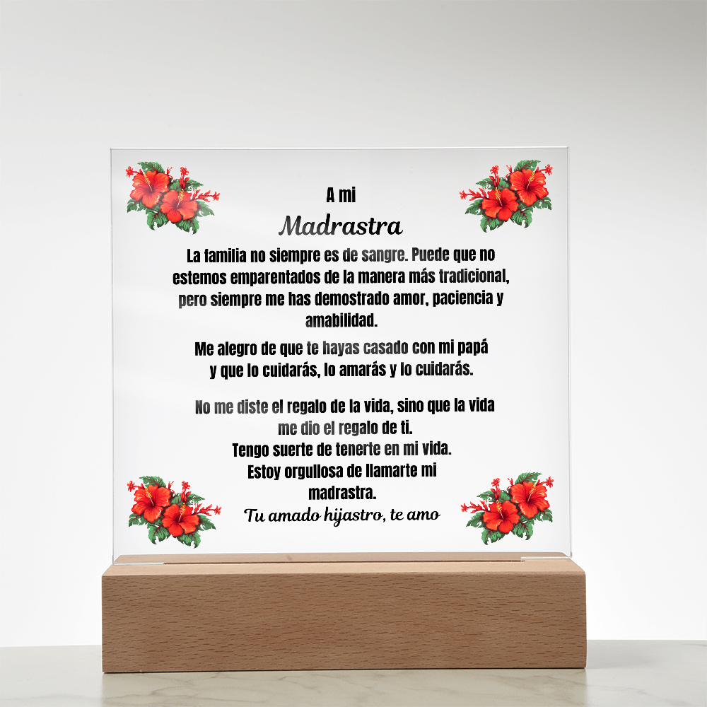 To My Step Mom Square Acrylic Plaque Spanish
